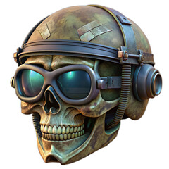 Wall Mural - army skull wearing a modern military helmet with night vision goggles setup.