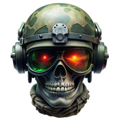 Wall Mural - skull wearing night vision tactical helmet, suitable for t shirt, badge, logo design