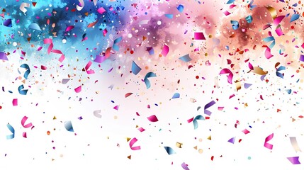 Wall Mural - celebration background featuring multicolored confetti and streamers