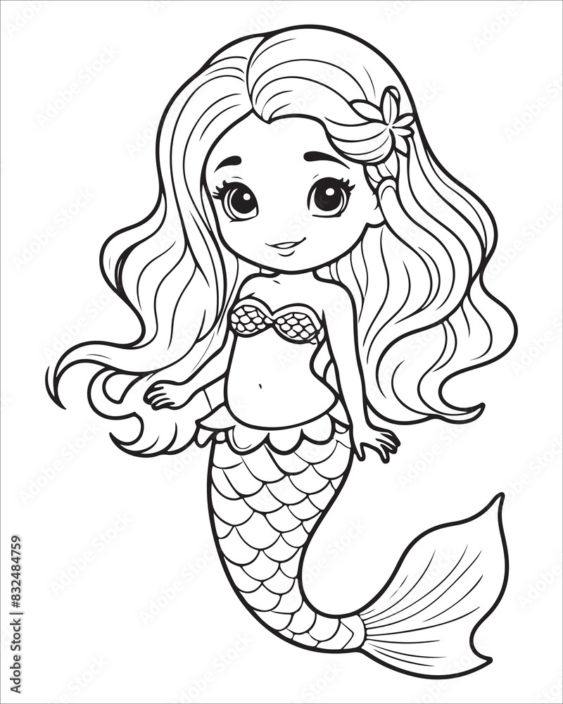 Cute mermaid Coloring pages for kids, ocean animals coloring pages ...