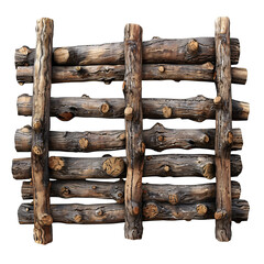 Wall Mural - Stacked wooden logs for fence die cut PNG style isolated on white and transparent background