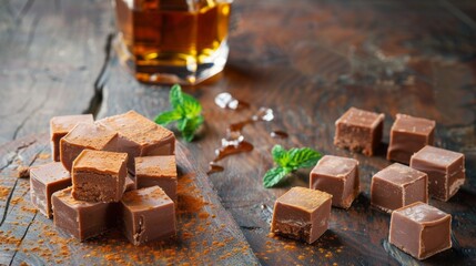 Wall Mural - malt whiskey fudge with copy space
