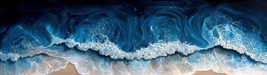 Wall Mural - Aerial View of Ocean Waves on Beach. Best for landscape background.