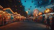 © Александр Лобач - Summer park with amusement rides. People relaxing at the summer armarka . Entertainment in the city parka