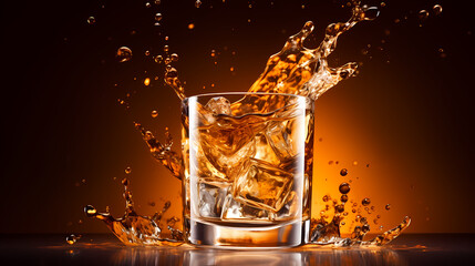 Canvas Print - A glass of whiskey on the rocks