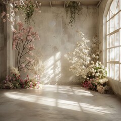 Aufkleber - A room with a white wall and a window