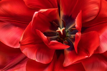 Canvas Print - Luminous crimson tulip pattern captured close-up