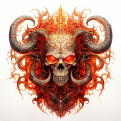 Wall Mural - A skull with horns and a fire