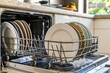 © Yuliia - Modern dishwasher kitchen household dish washing machine professional restaurant cafe equipment consumer grade heavy load home routine clean plates cups appliances loading unloading water technology