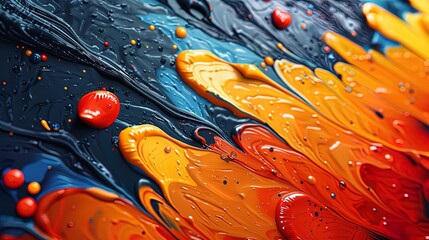 Wall Mural - A painting of a flower with red, yellow, and blue paint