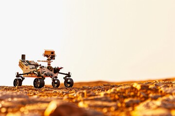 Wall Mural - the rover exploring the martian landscape for research the mars