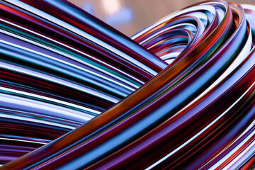Poster - Abstract close-up of colorful intertwined cables.3d rendering.