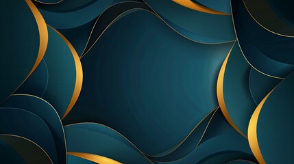 Wall Mural - A blue and gold background with a gold border