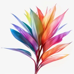 Vibrant Yucca Leaf with Colorful Rainbow on Isolated White Background