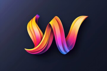 Poster - Vibrant letter W made of colorful ribbons, perfect for design projects
