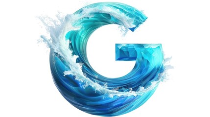 Aufkleber - Abstract letter G made up of blue and white waves. Suitable for graphic design projects or branding materials