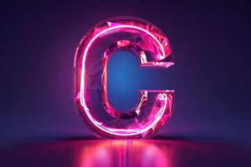 Poster - Letter C illuminated with pink lights. Suitable for design projects and signage
