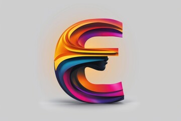 Poster - A woman's face in a colorful letter E, perfect for graphic design projects
