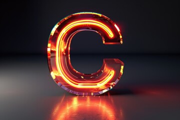 Aufkleber - Brightly illuminated letter C reflected on shiny surface, ideal for graphic design projects