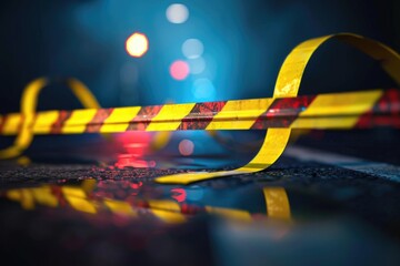 Poster - A detailed view of yellow caution tape. Suitable for safety and construction concepts