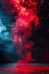 Aufkleber - Red smoke billowing from a fire hydrant, suitable for emergency or disaster concept