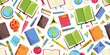 © Murda - a image of a school seamless pattern with books, globe, and school supplies