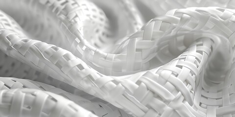 Poster - white fabric weaving macro image
