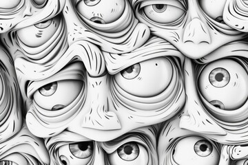 Poster - A striking black and white photo of multiple eyes staring at the viewer. Perfect for a variety of creative projects