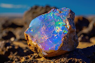 Poster - A rock with a large piece of oplite on top. Ideal for geology and mineralogy concepts
