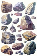 Poster - A bunch of rocks on a white surface. Ideal for backgrounds