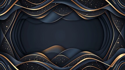 Wall Mural - A black and gold background with a gold border