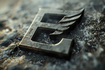 Aufkleber - Detailed view of a metal object resting on a rock, suitable for industrial or nature themes