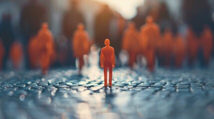 Poster - A group of people standing in a straight line. Suitable for business or teamwork concepts