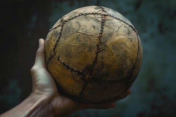 Poster - A person holding a ball in their hand, suitable for use in various contexts including sports, recreation, and leisure
