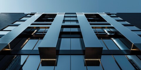 Poster - Tall building with multiple windows, suitable for use in cityscape or architecture context