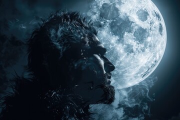 Poster - A person standing under a bright full moon