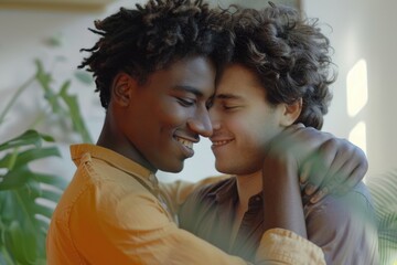 Poster - Two people showing affection and love by hugging each other