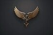 © Fotograf - A golden logo with wings on a black background
