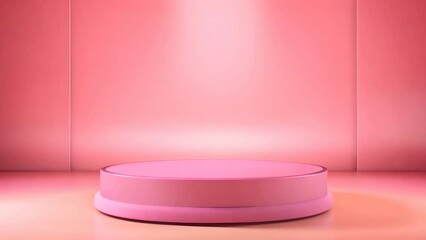 Aufkleber - A pastel pink podium stands on top of a modern background platform.