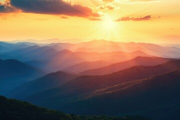 Appalachian Mountains in summer, independence day American landscapes focus on, natural beauty theme, vibrant, Silhouette, Appalachian backdrop
