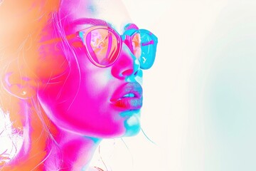 Poster - A woman posing with sunglasses on her face