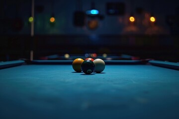 Poster - Two pool balls sit atop a green pool table, ready for a game to begin