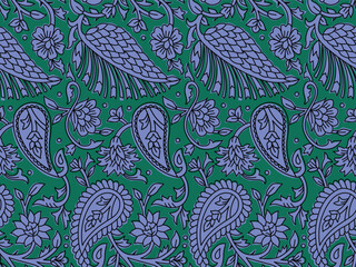 Poster - HAND DRAWN PAISLEY FLORAL JAIPUR PRINTS SEAMLESS PRINT DIGITAL PATTERN WITH VECTOR FILE