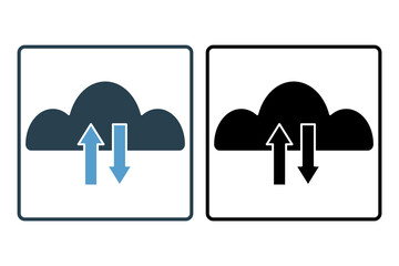 Poster - Backup and restore icon. icon related to setup and setting. suitable for web site, app, user interfaces, printable etc. solid icon style. simple vector design editable