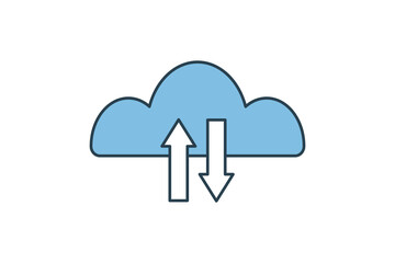 Poster - Backup and restore icon. icon related to setup and setting. suitable for web site, app, user interfaces, printable etc. flat line icon style. simple vector design editable