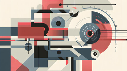 Poster - Record player in colourful abstract pattern