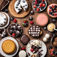 Delicious Sweets on a Wooden Table