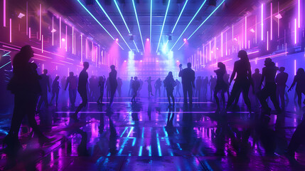 Sticker - night club party rave with crowd in music festive