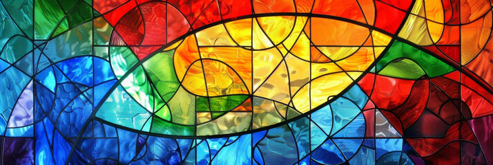 Wall Mural - Colorful Abstract in a Sacred Space A Stained Glass Window