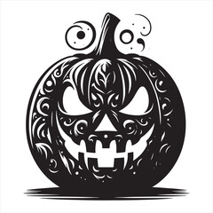Wall Mural - Halloween pumpkin silhouette vector illustration isolated on white background